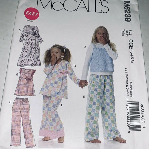 McCall M6239 Girls Nightgowns & Pajamas Pattern - Picture 2 of 6